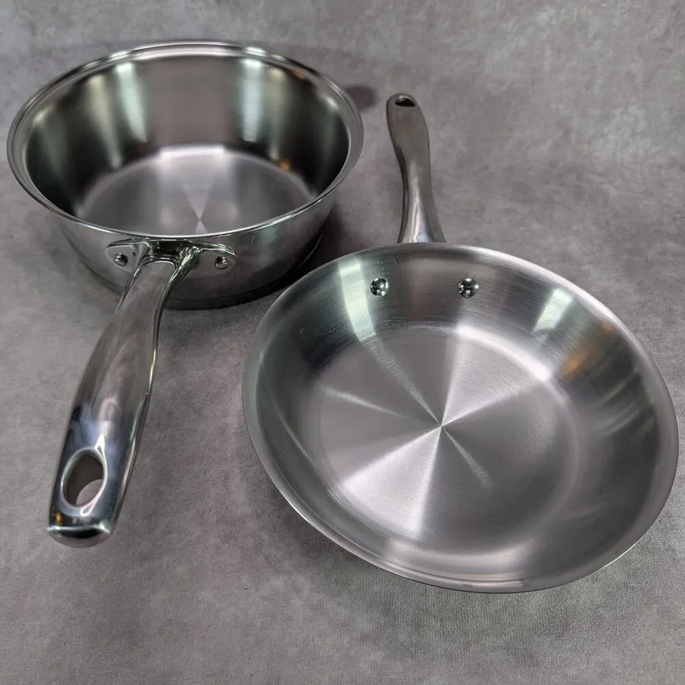 Tramontina 18/10 Stainless Steel Cookware Set 2 Qt Saucepan Skillet Frying Pan